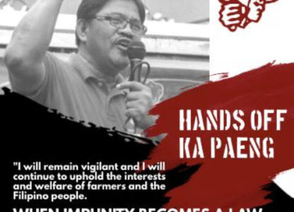 Stop the legal persecution of peasant leader Rafael “Ka Paeng” Mariano, other land and human rights defenders in the Philippines