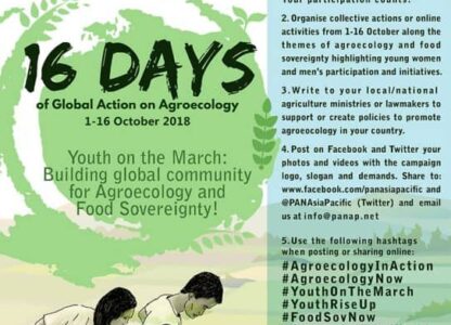 JOIN the 16 Days of Global Action on Agroecology 2018!