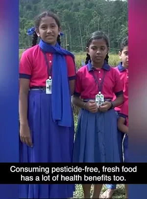 Children learn agroecology at Thanal Field Learning Site